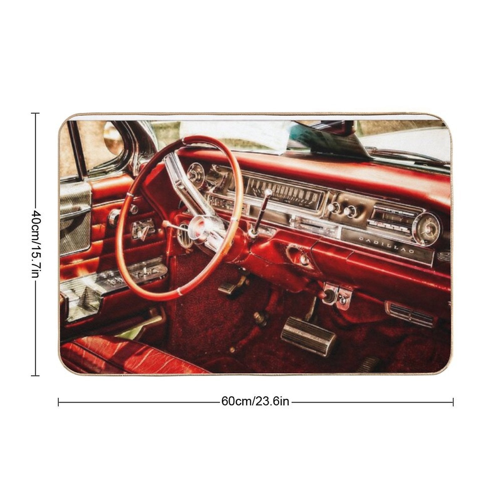 Classic Cadillac Interior. Red.  Versatile Bath Mat