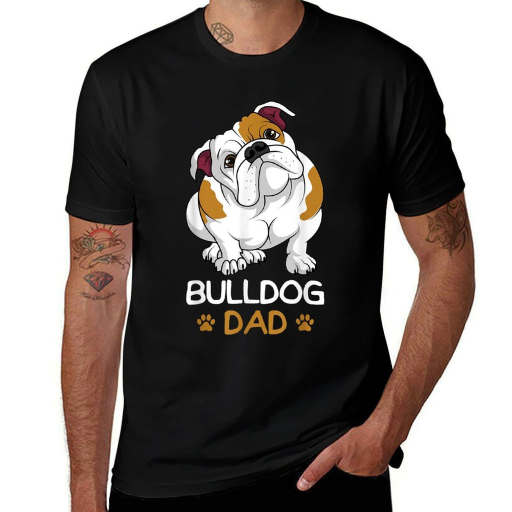 Bulldog Dad Funny English Bulldog Dog Owner for Men  Slim-fit Cut T-Shirt