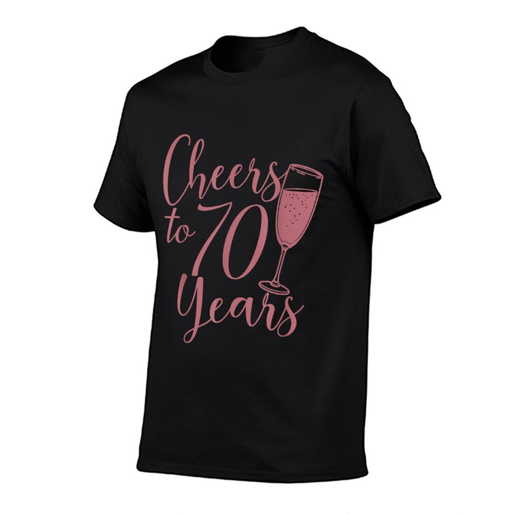 Cheers To 70 Years For Women Her Anniversary 70th Birthday  Ribbed Collar T-Shirt