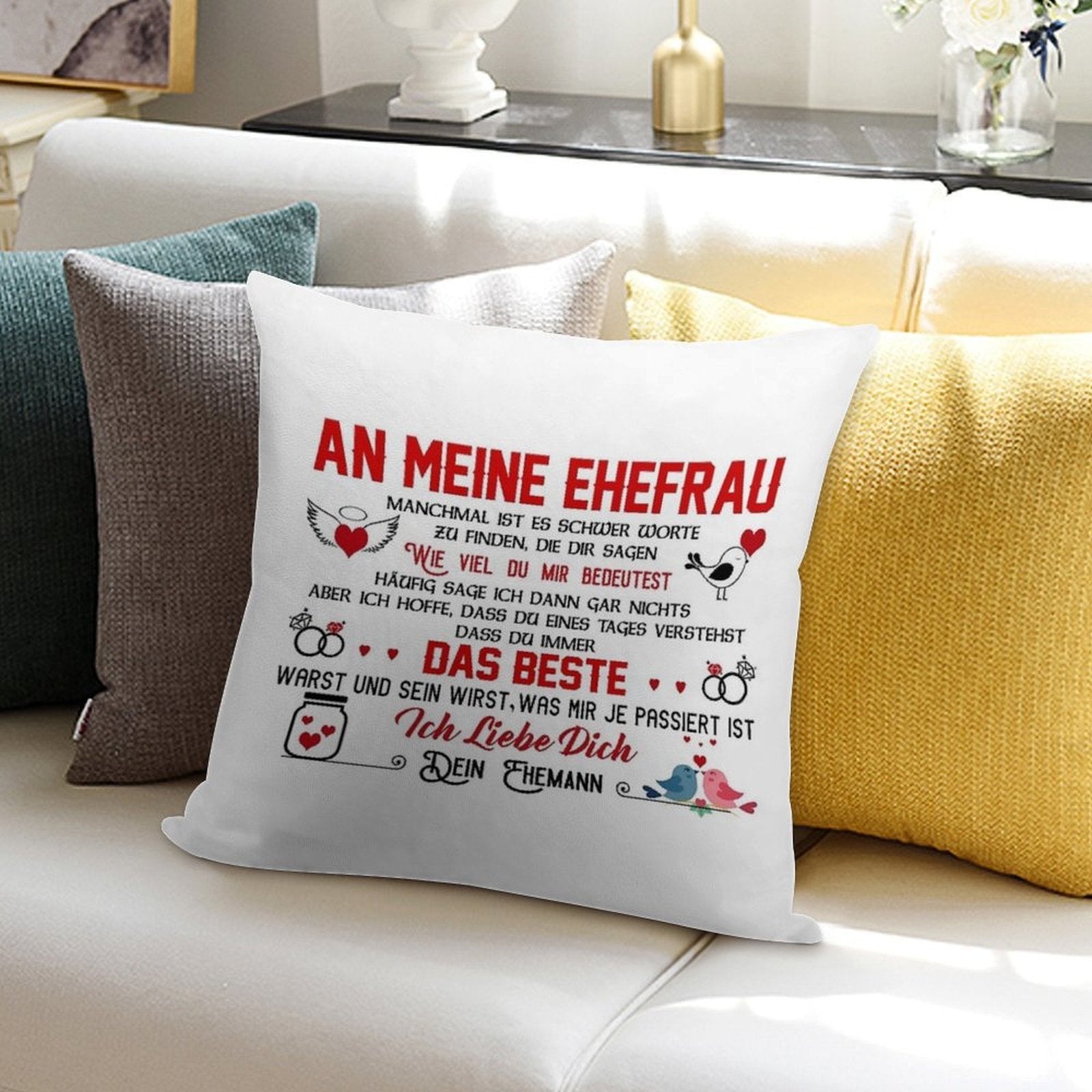Gift for My Wife Perfect Gift Soft Luxury Feel Throw Pillow