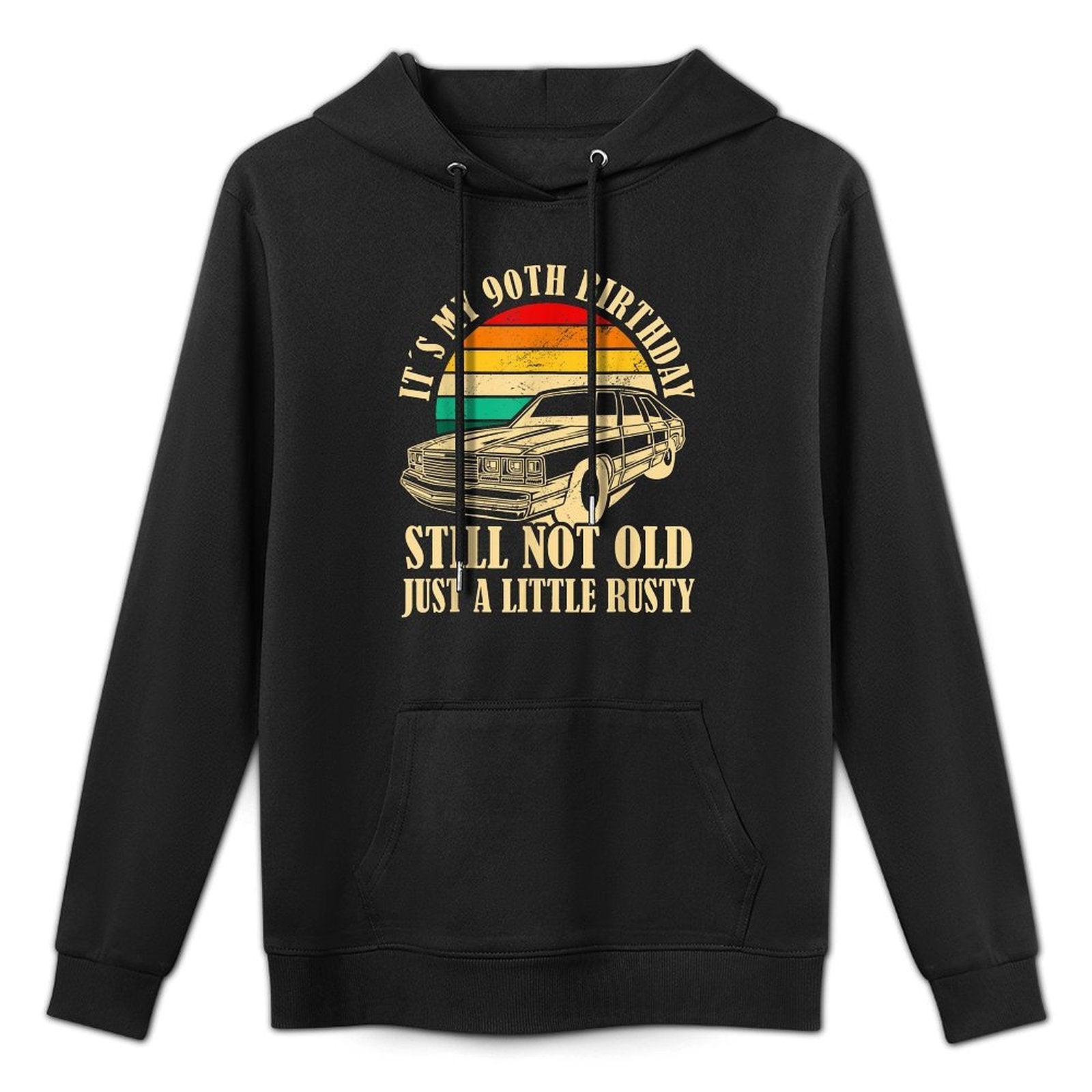Retro Turning 90 Years Old Vintage Men 90th Birthday Adjustable Hood Hoodie