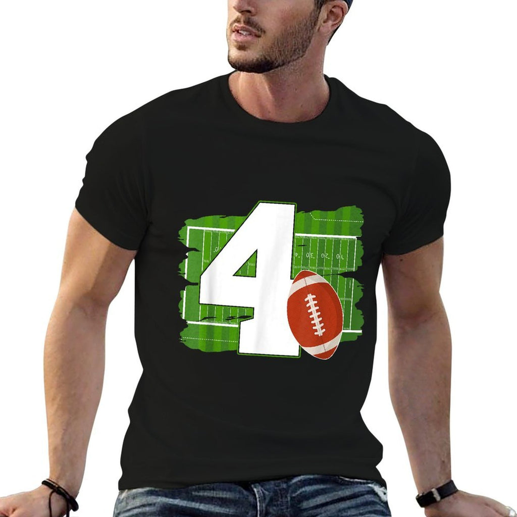 4th Birthday Football Theme 4 Year Old Football Lover  Lightweight T-Shirt