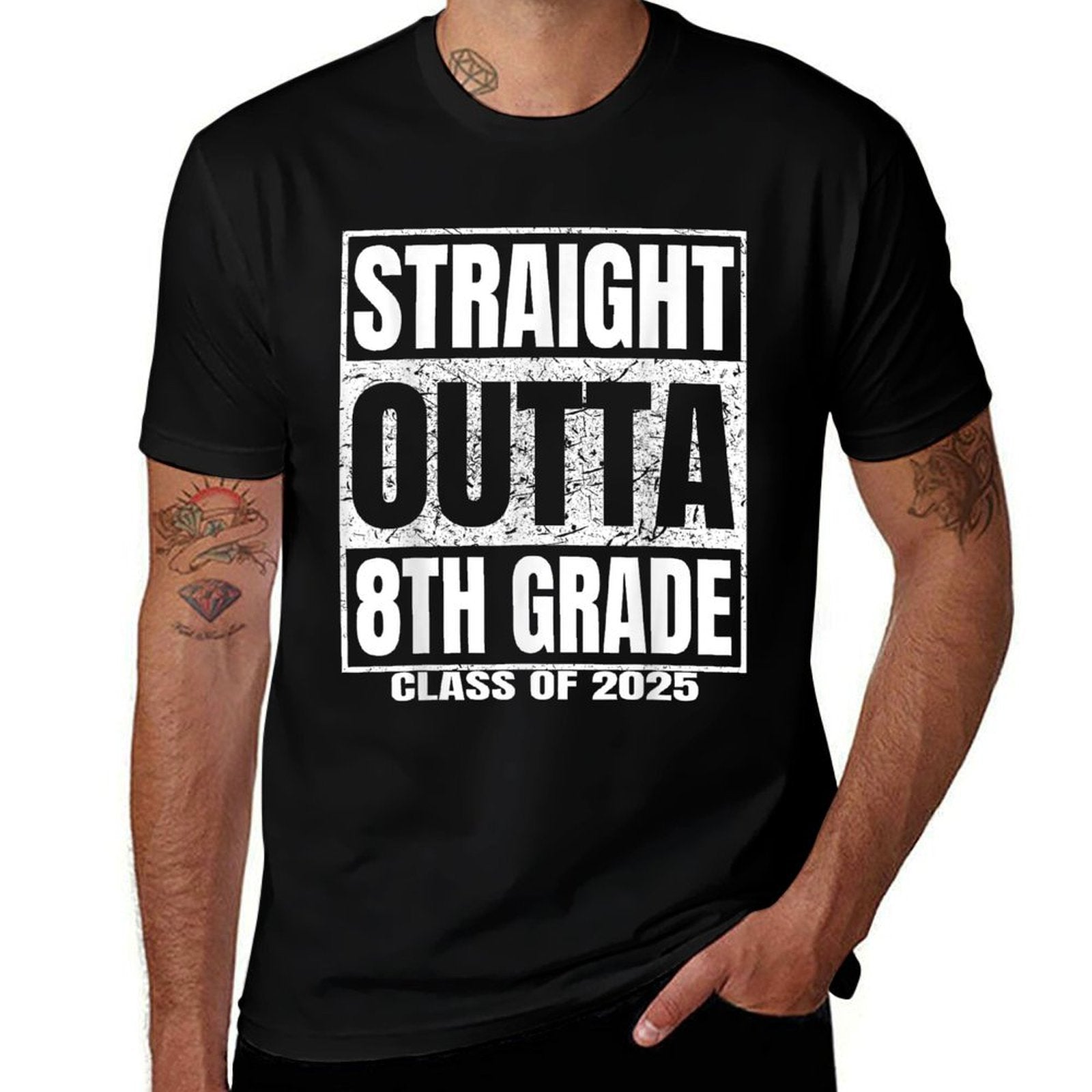 Straight Outta 8th Grade Graduation Gifts 2025 Eighth Grade  Oversized Silhouette T-Shirt