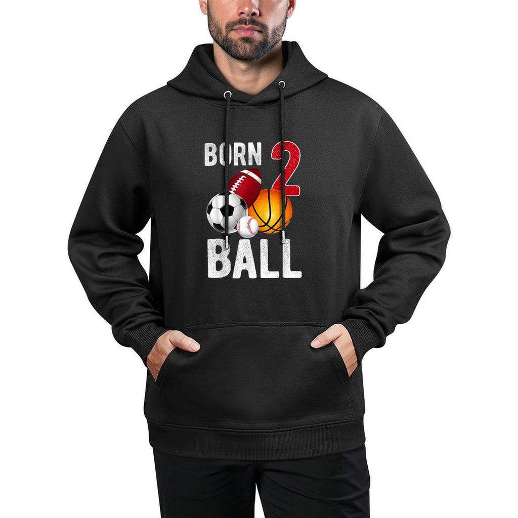 Born 2 Ball Birthday Boy Girl Two 2 Year Old Baller Funny Colorfast Hoodie