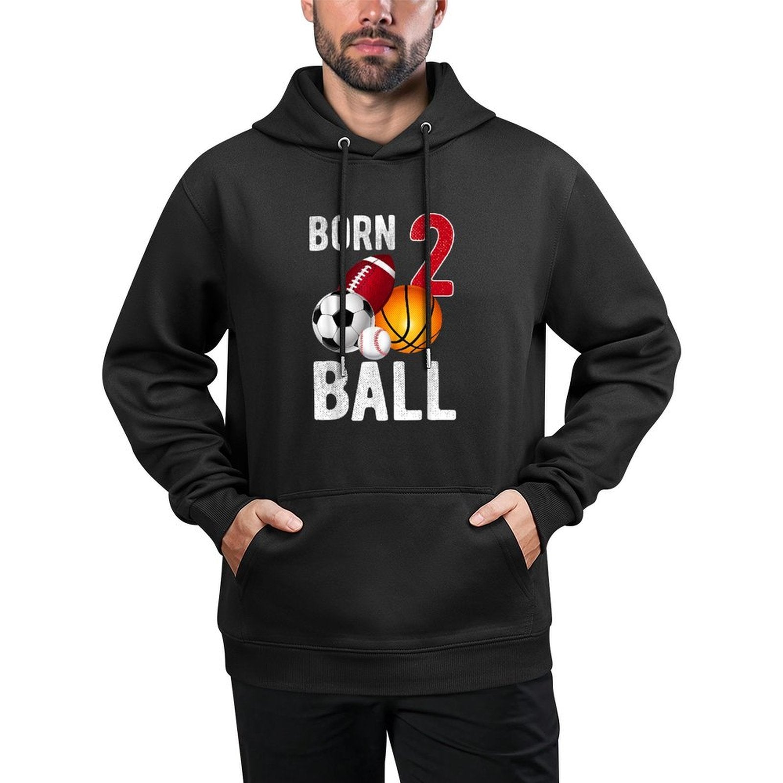 Born 2 Ball Birthday Boy Girl Two 2 Year Old Baller Funny Colorfast Hoodie