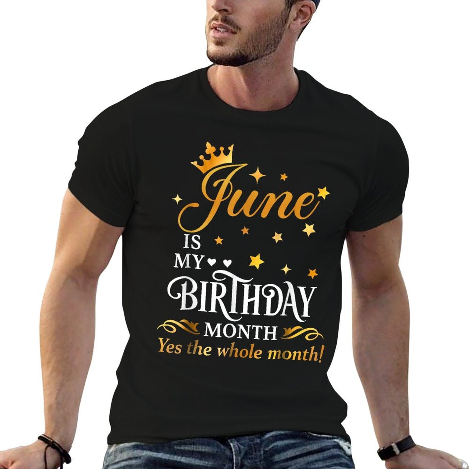 Funny Womens June Is My Birthday Queen The Whole Month Girl  Rolled Sleeves T-Shirt