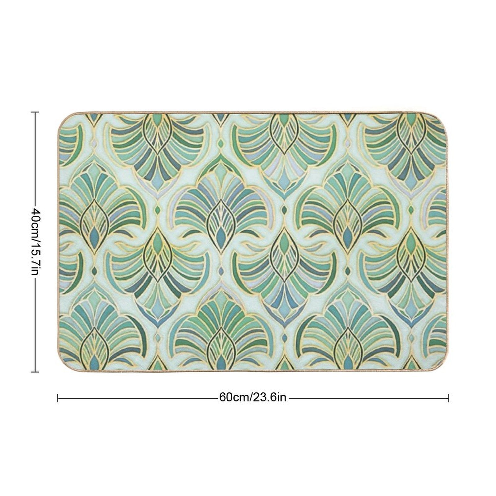 Jade Enamel Art Deco Fans Durable Bath Mat