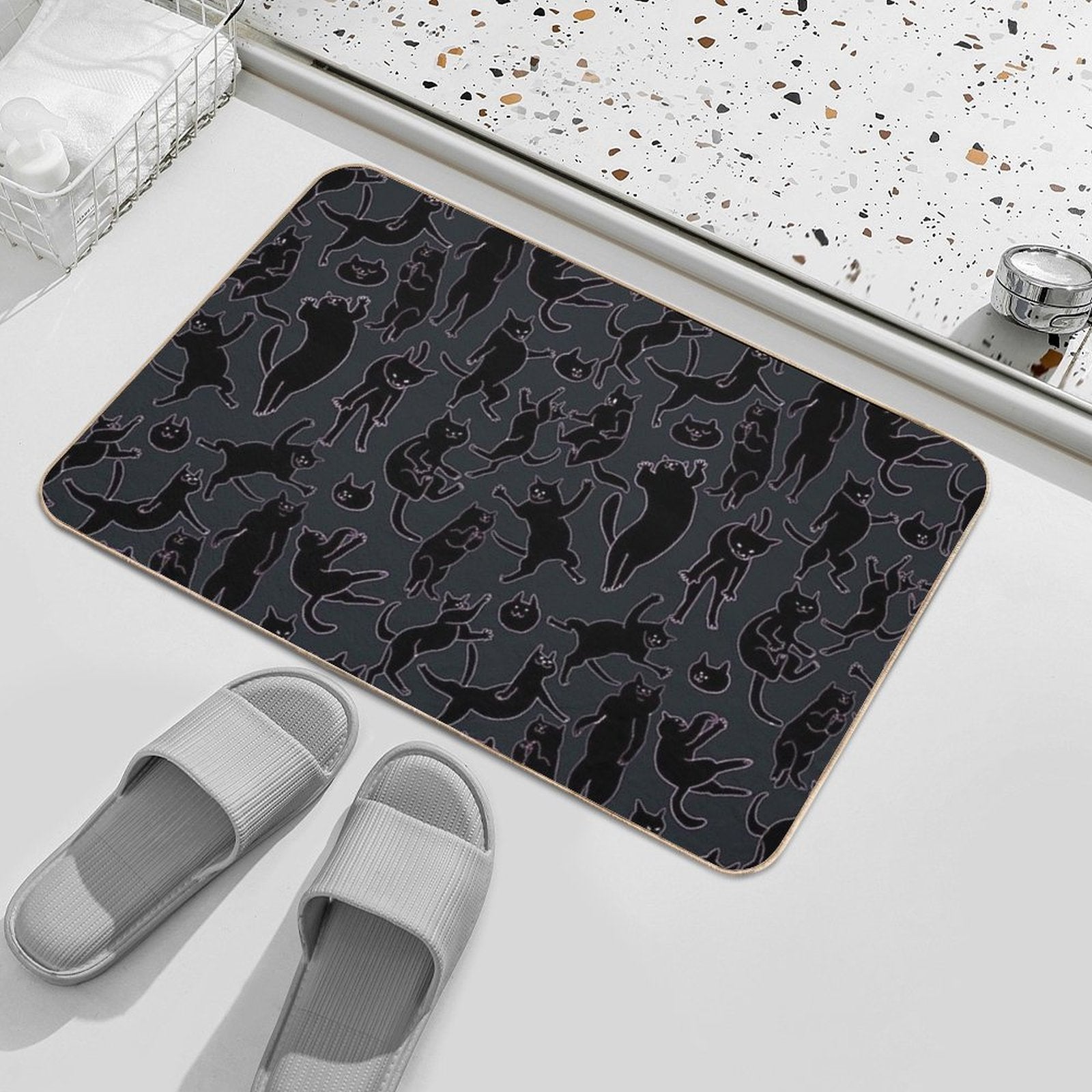 BLACK CATS  Slip-Resistant Bath Mat