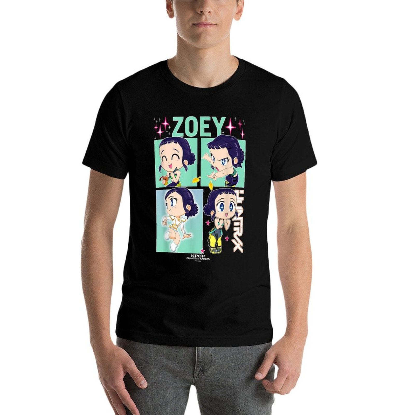 KPop Demon Hunters Zoey Officially Licensed  Ribbed Collar T-Shirt