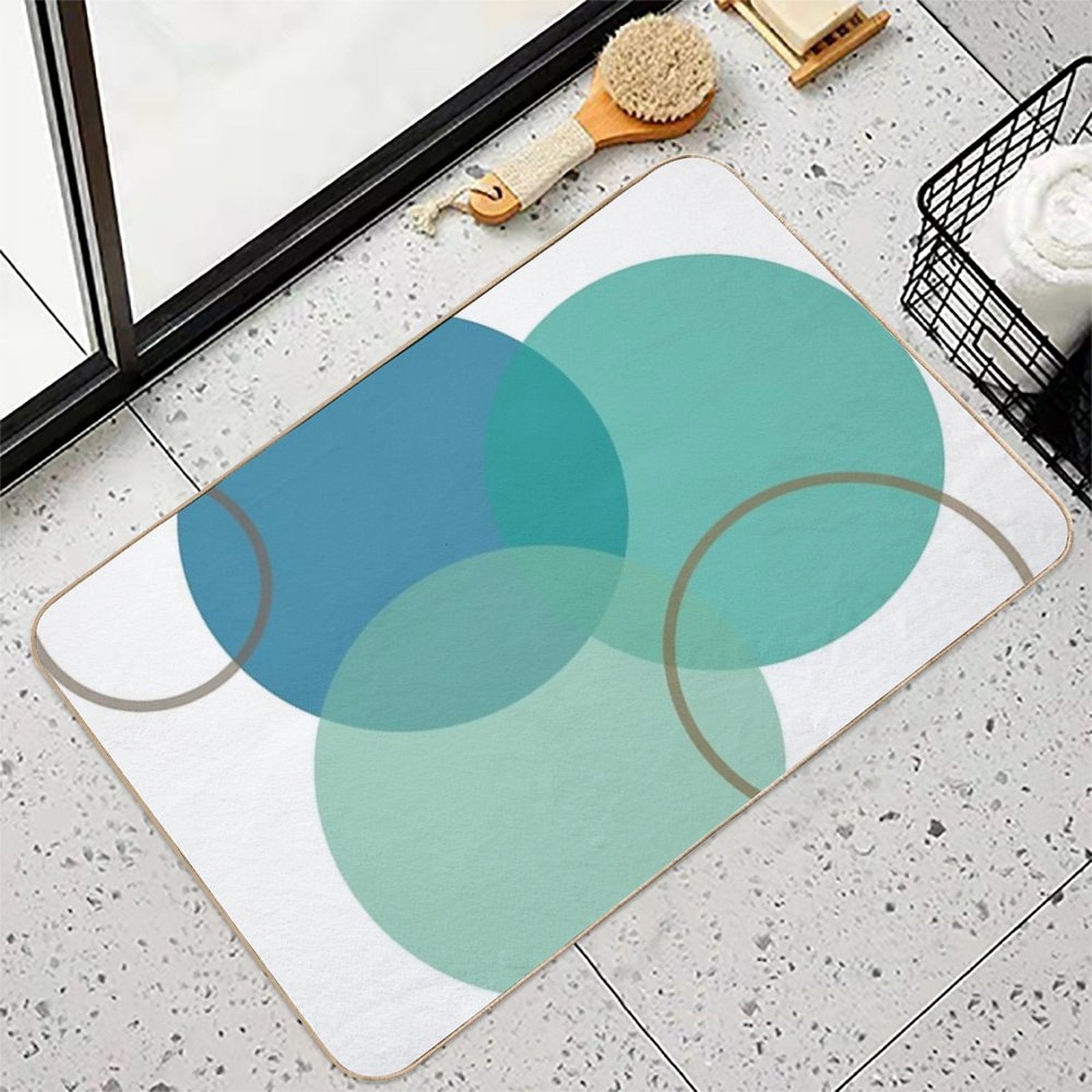 Teal Circles  High-Traffic Bath Mat