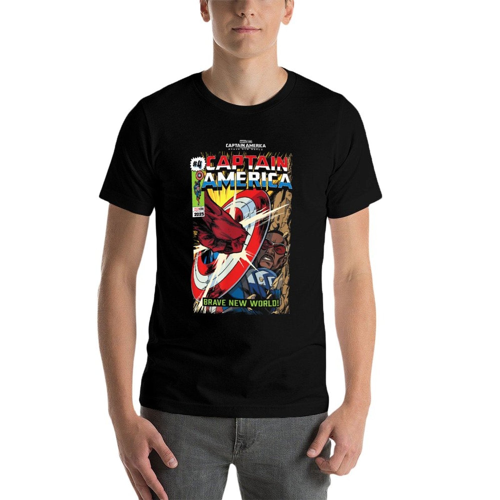 Captain America Brave New World - Comic  Rolled Sleeves T-Shirt