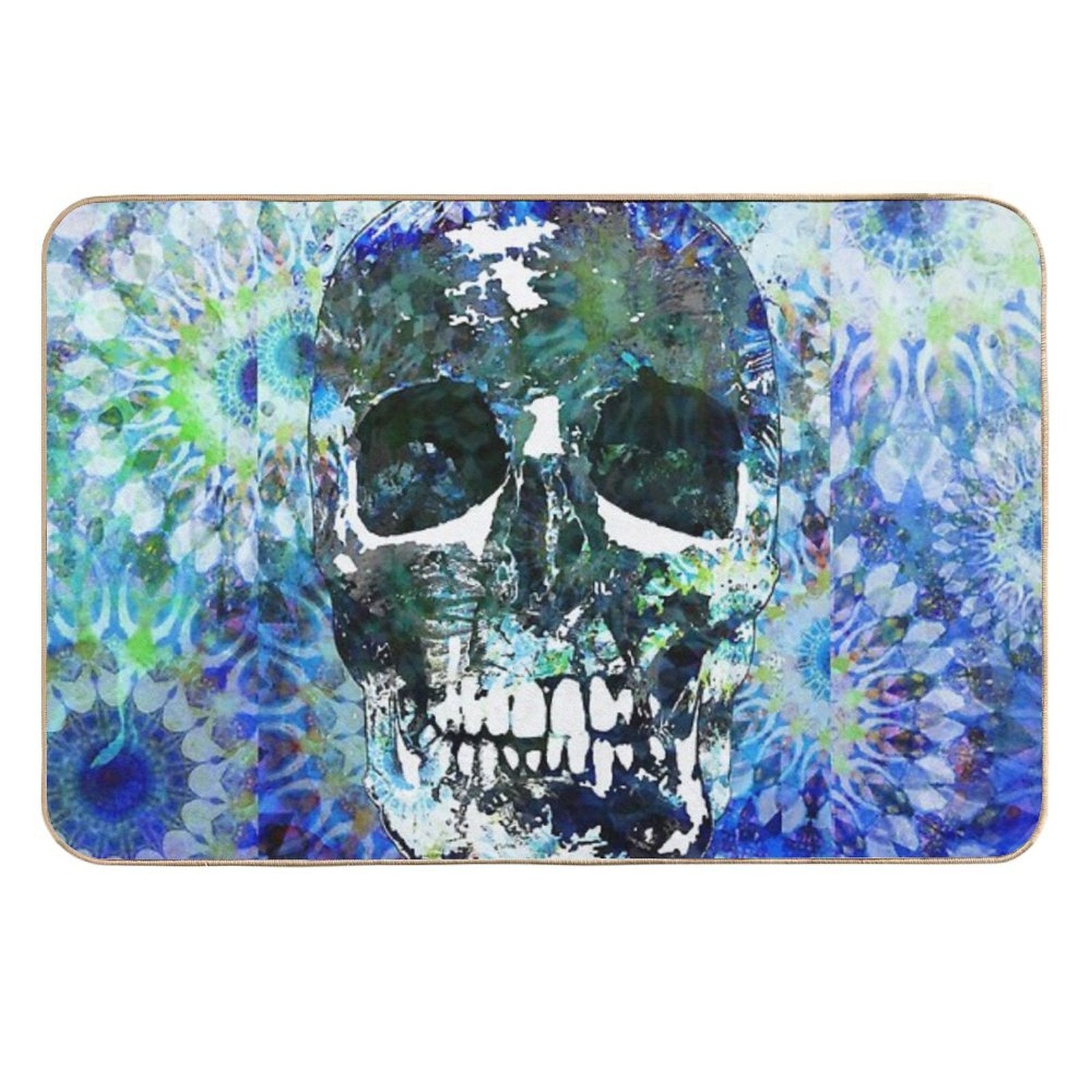 Blue Mandala Candy Skull Art  Toxin-Free Bath Mat