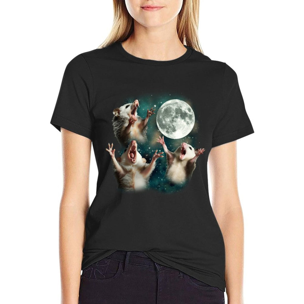 Three Possum Moon  3 Opossum Funny Weird Cursed Meme  Quick-drying T-Shirt
