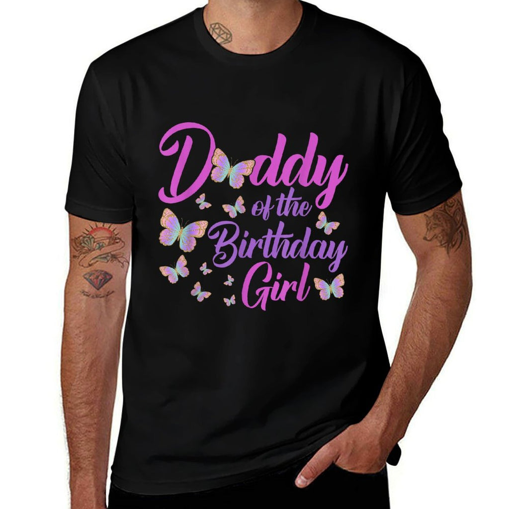 Daddy of The Birthday Girl Butterfly Dad Father 1st  Slim-fit Cut T-Shirt