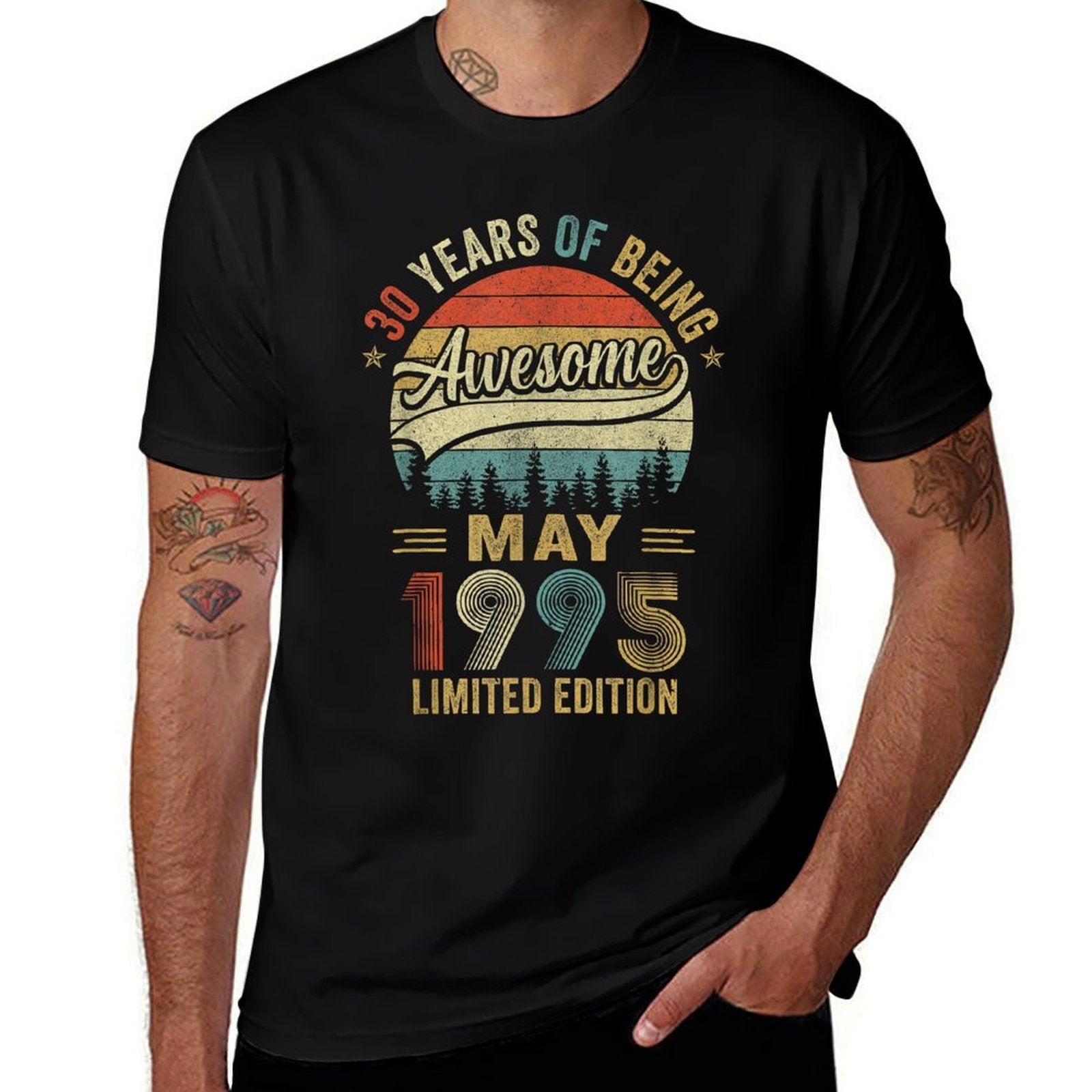 Vintage May 1995 30 Year Old 30Th Birthday Men Women  Rolled Sleeves T-Shirt