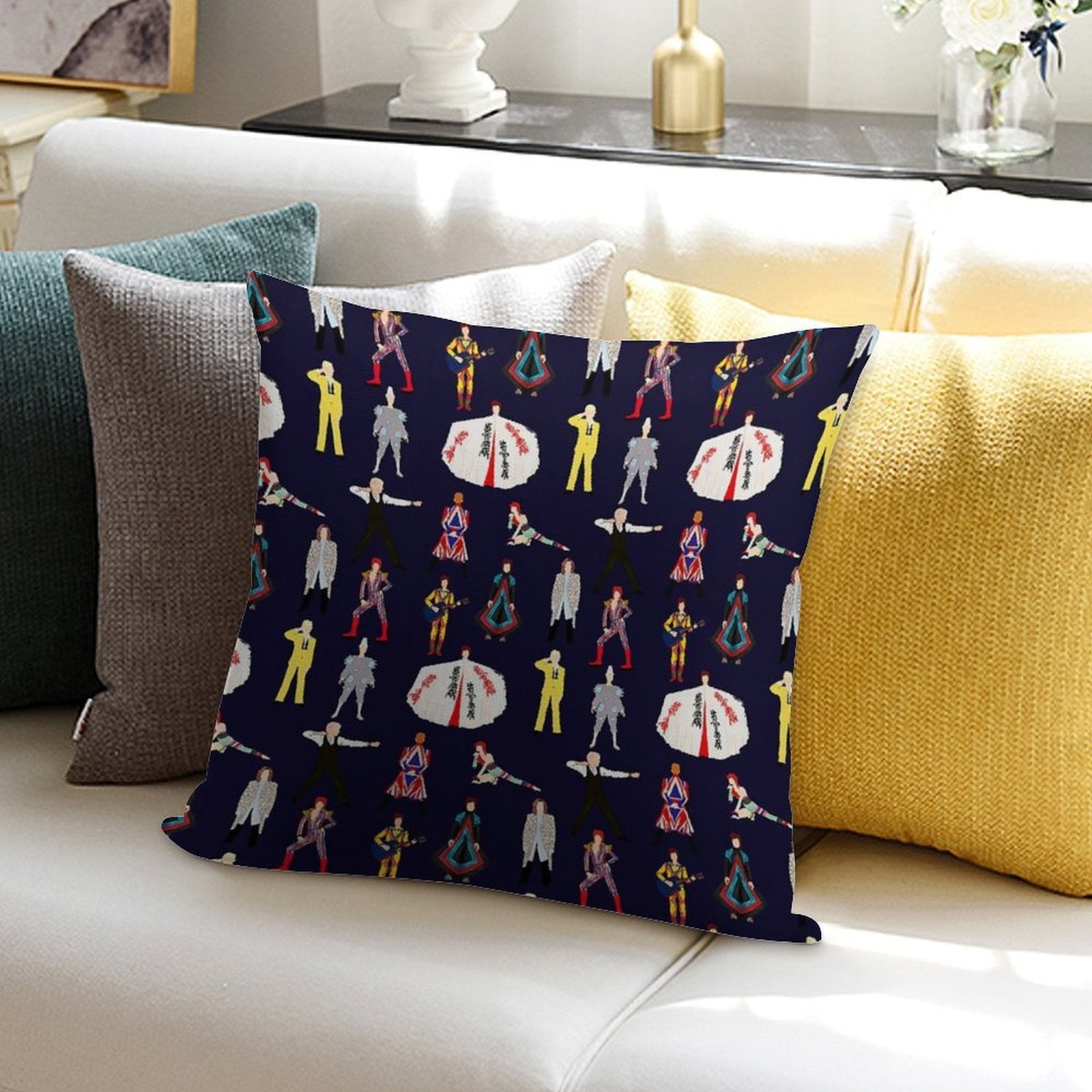 The Bowie Experience Line-up Soft Ultra-Soft Texture Throw Pillow