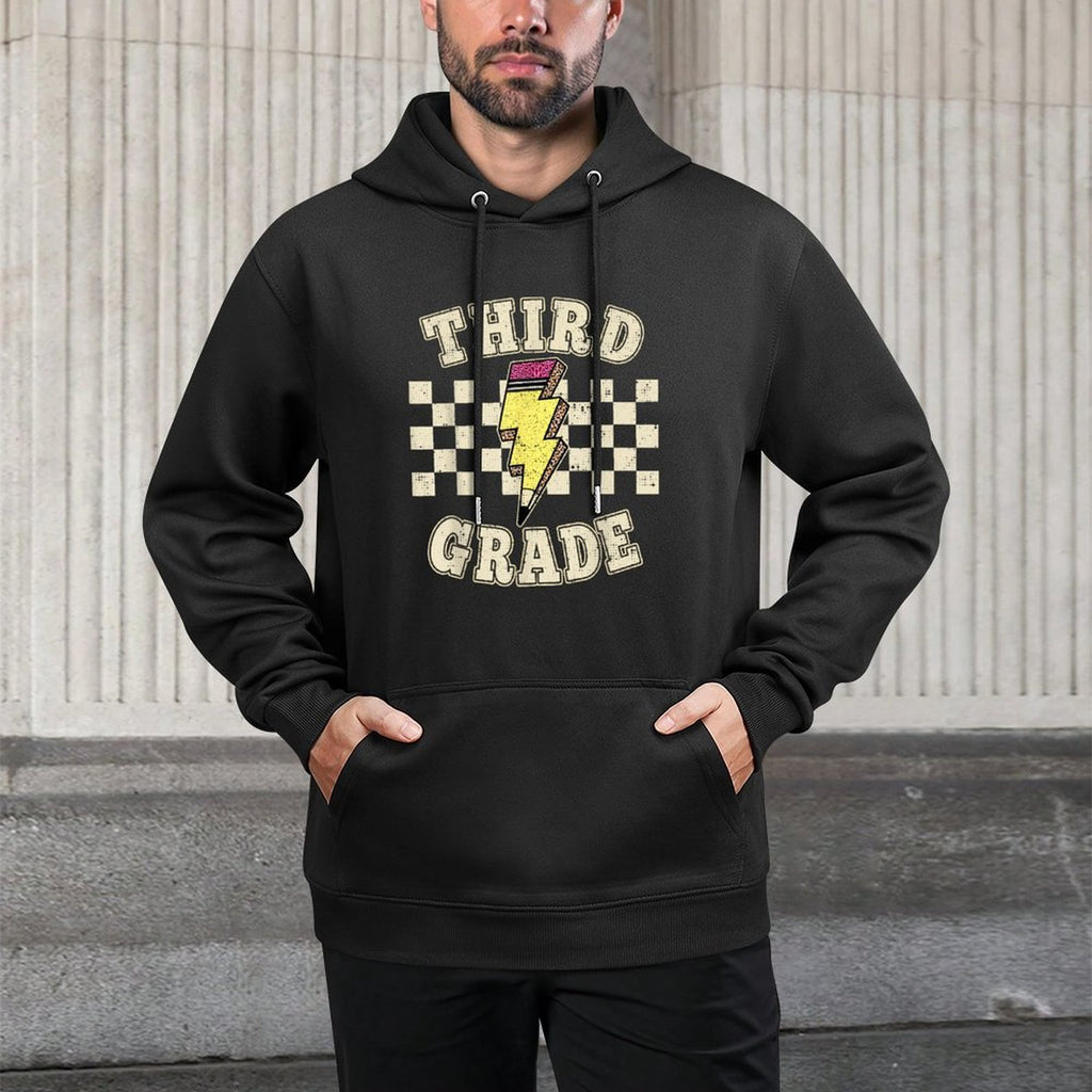 Retro Third Grade Teacher Lightning Bolt Pencil Teacher Kids Medium-Weight Fabric Hoodie