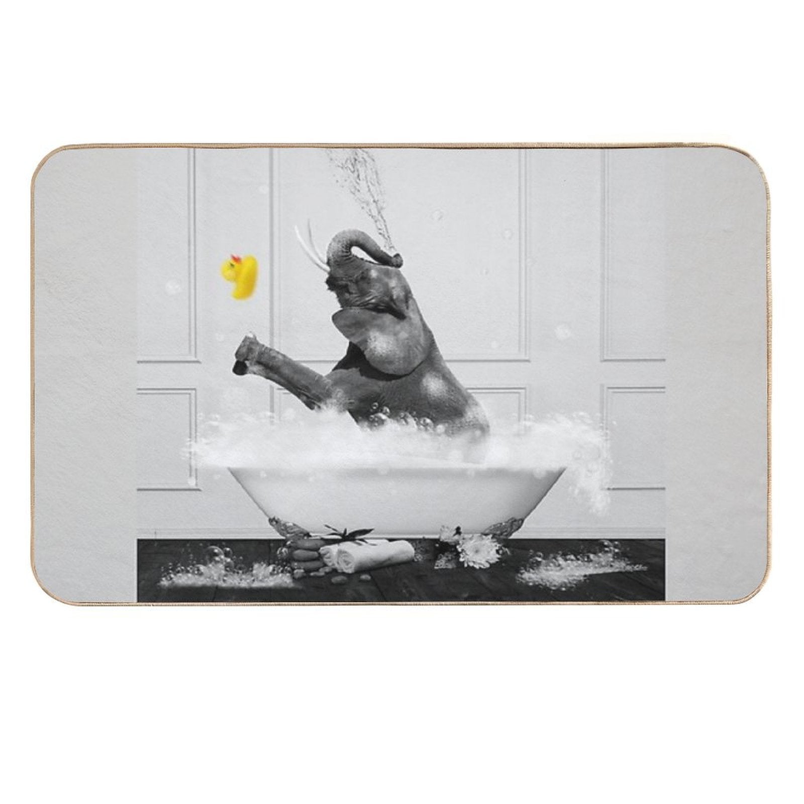 Elephant Taking A Bath Durable Bath Mat