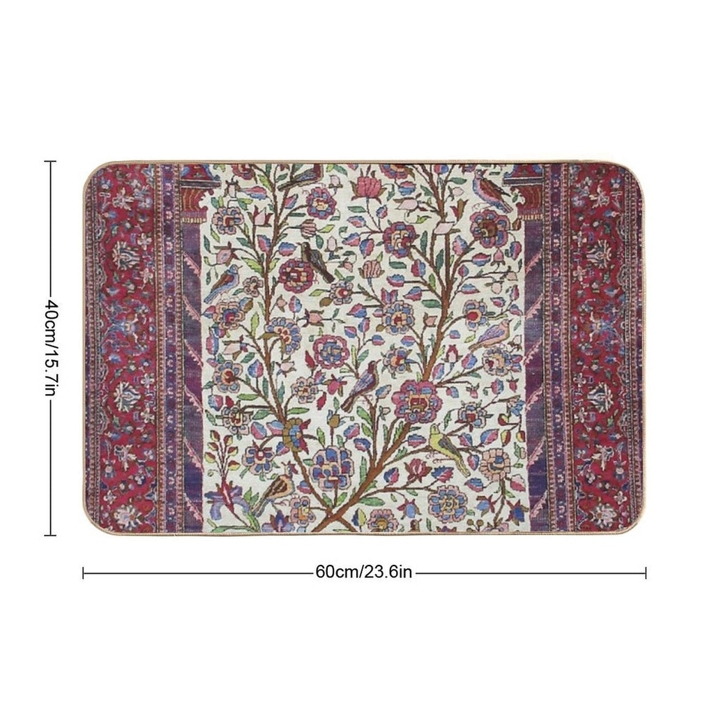 Antique Persian Silk Kashan Rug Print  Long-Lasting Bath Mat