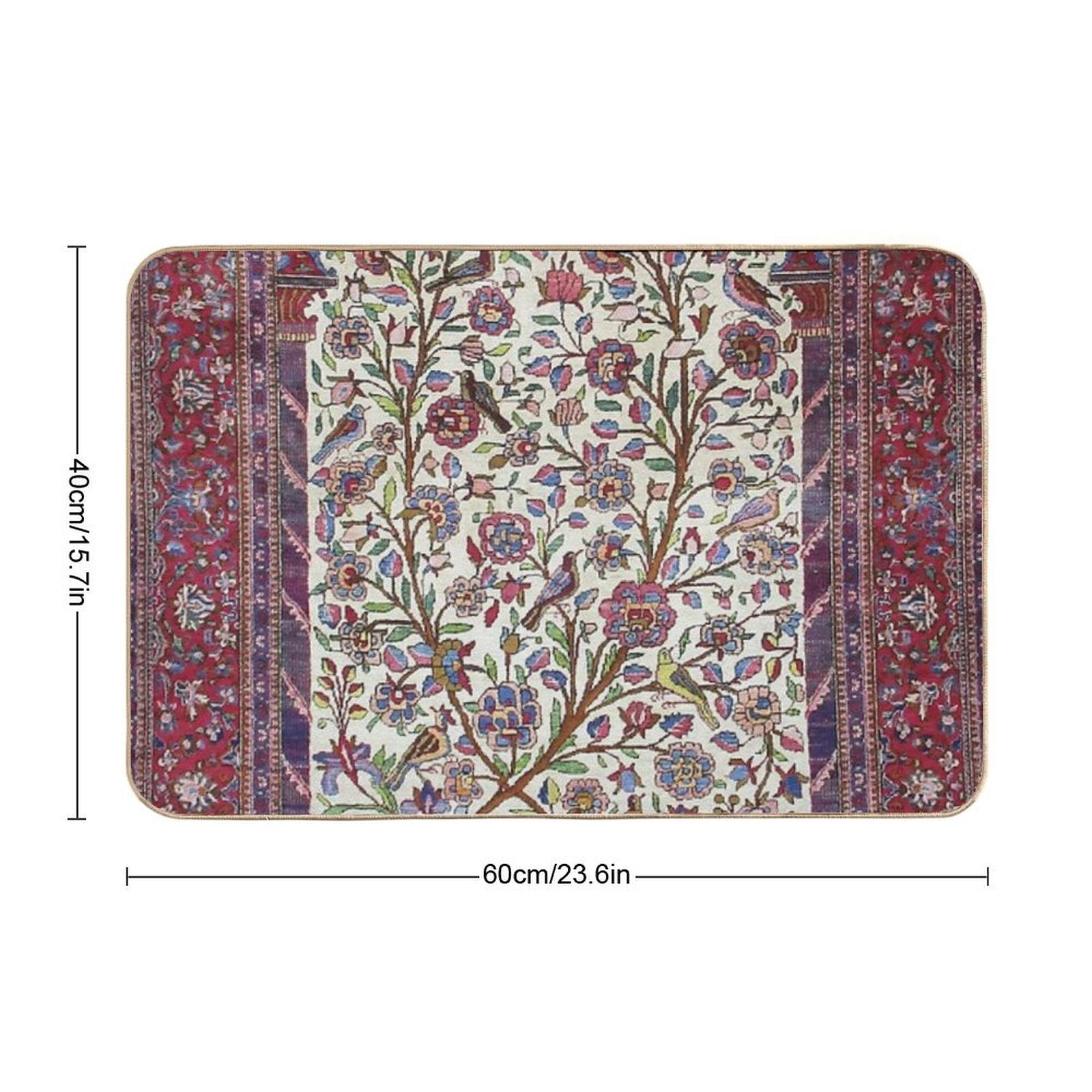 Antique Persian Silk Kashan Rug Print  Long-Lasting Bath Mat