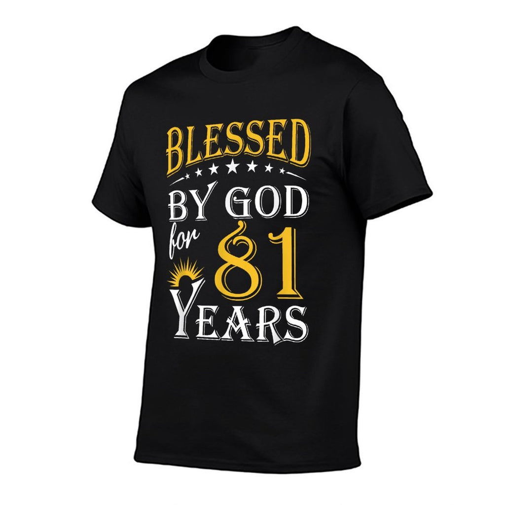 Vintage Blessed by God for 81 Years Happy 81st Birthday  Graphic-printed T-Shirt