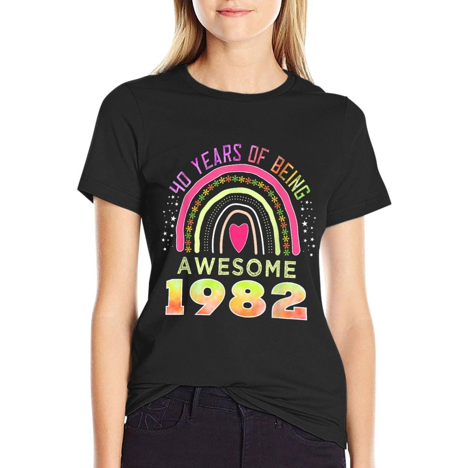 40 Years of Being Awesome Since 1982 - 40th Birthday  Rolled Sleeves T-Shirt