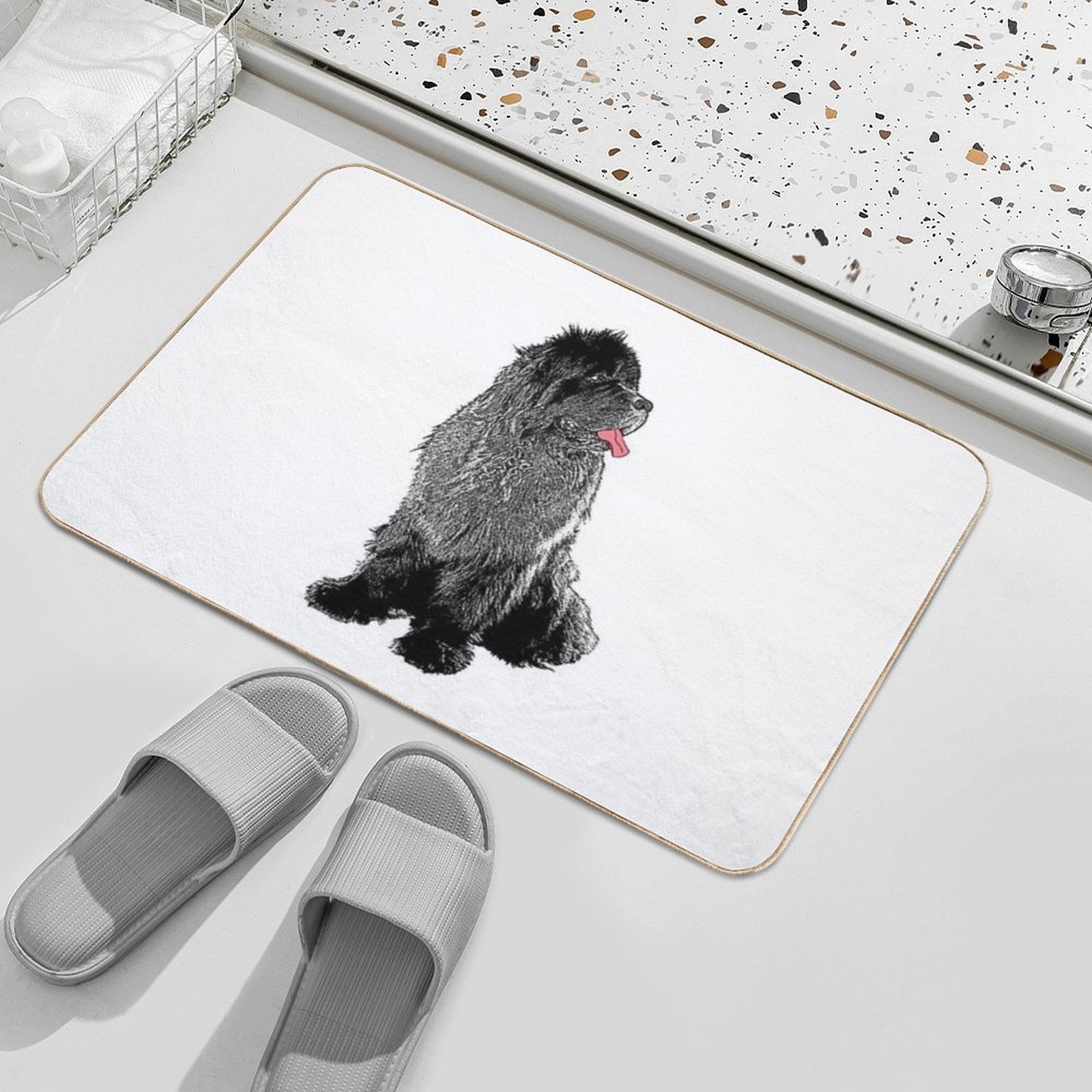 Grunge Newfie  Rapid-Drying Bath Mat