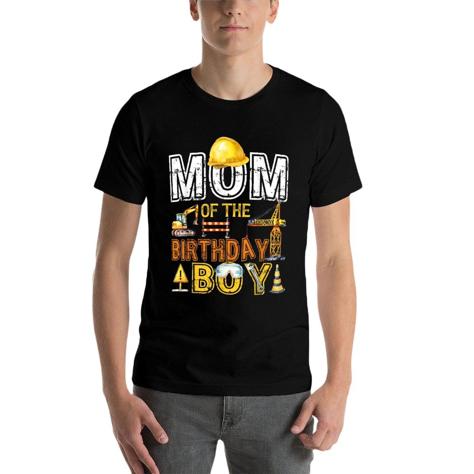 Mom of The Birthday Construction Worker Boy Crew Bday Party  Cotton T-Shirt