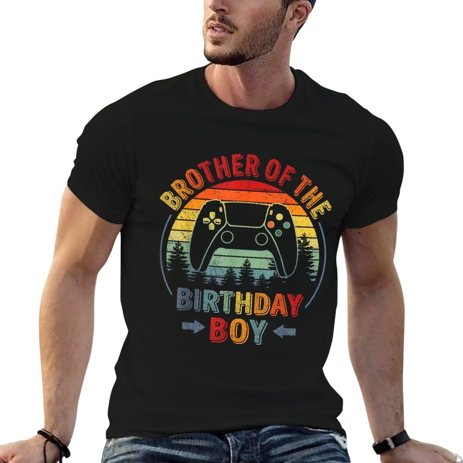 Brother of The Birthday Boy Vintage Matching Gamer Birthday  Breathable T-Shirt