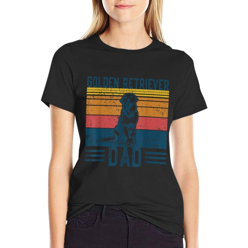 Dog Golden Dad - Vintage Golden Retriever Dad  Summer-ready Fabric T-Shirt