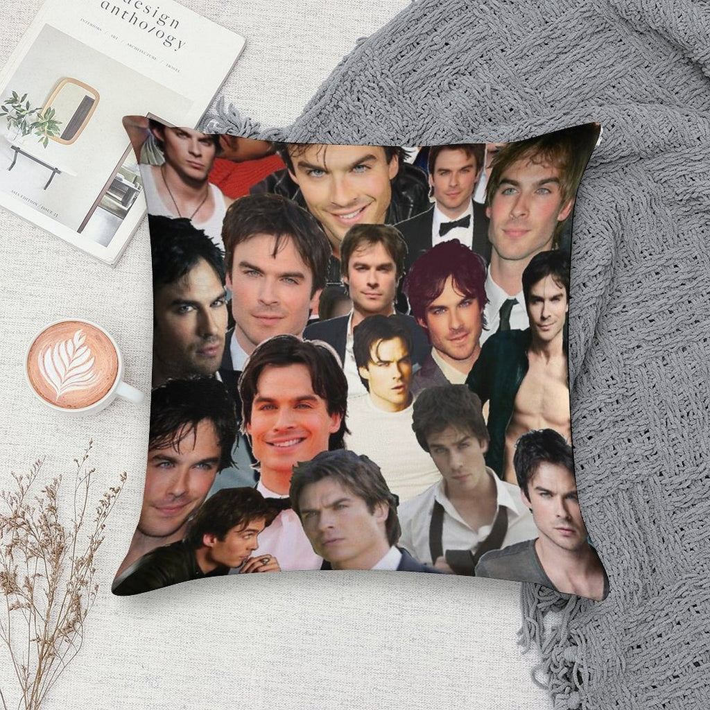 Ian Somerhalder Photo Collage Soft Shrink-Resistant Throw Pillow