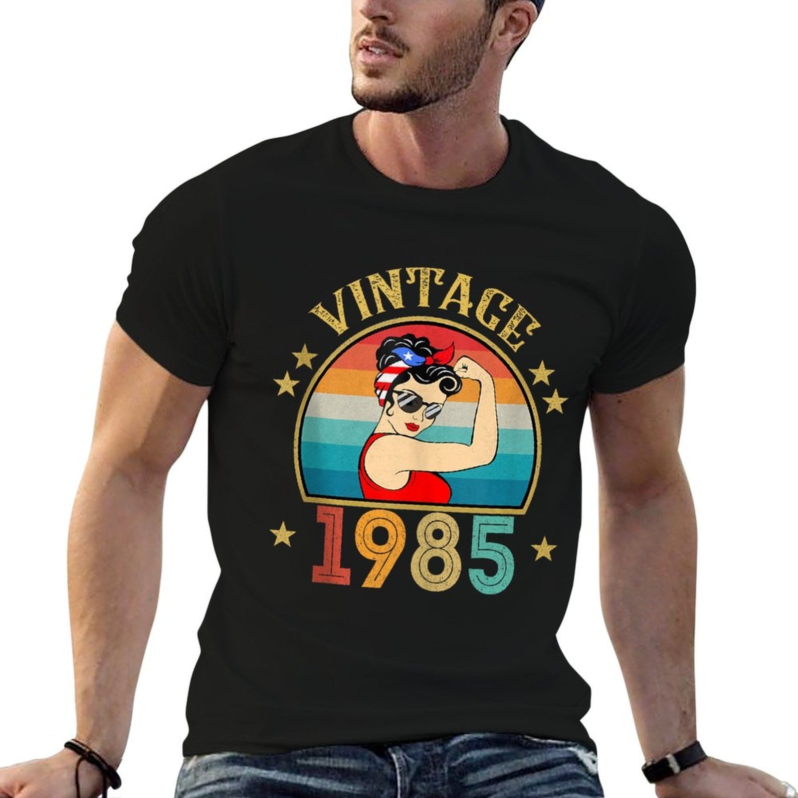 40th Birthday Gift 40 Years Old For Women Retro Vintage 1985  Oversized Silhouette T-Shirt