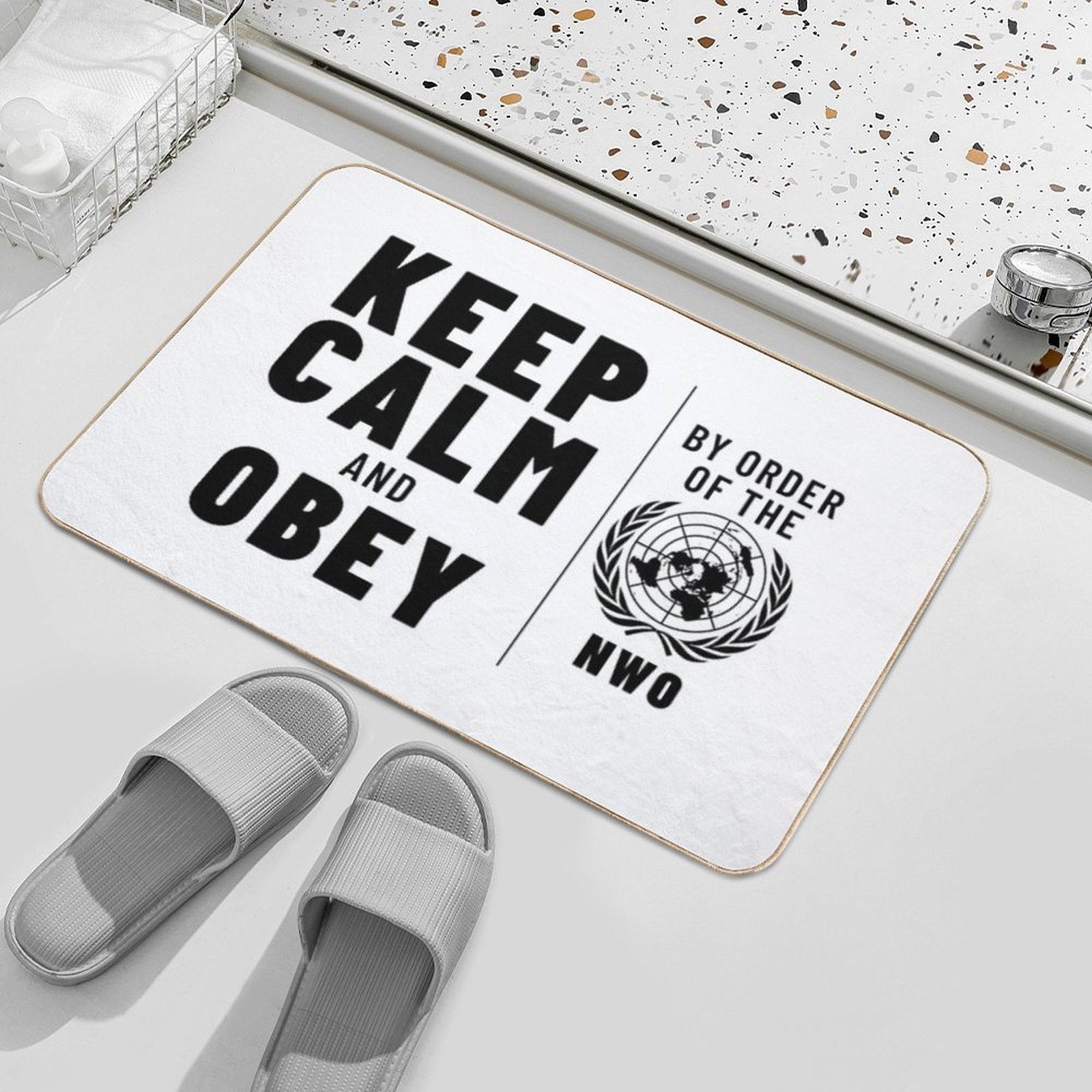 KEEP CALM AND OBEY NWO OBEY Inspired by The Movie THEY LIVE Starring Roddy Piper  Slip-Resistant Bath Mat
