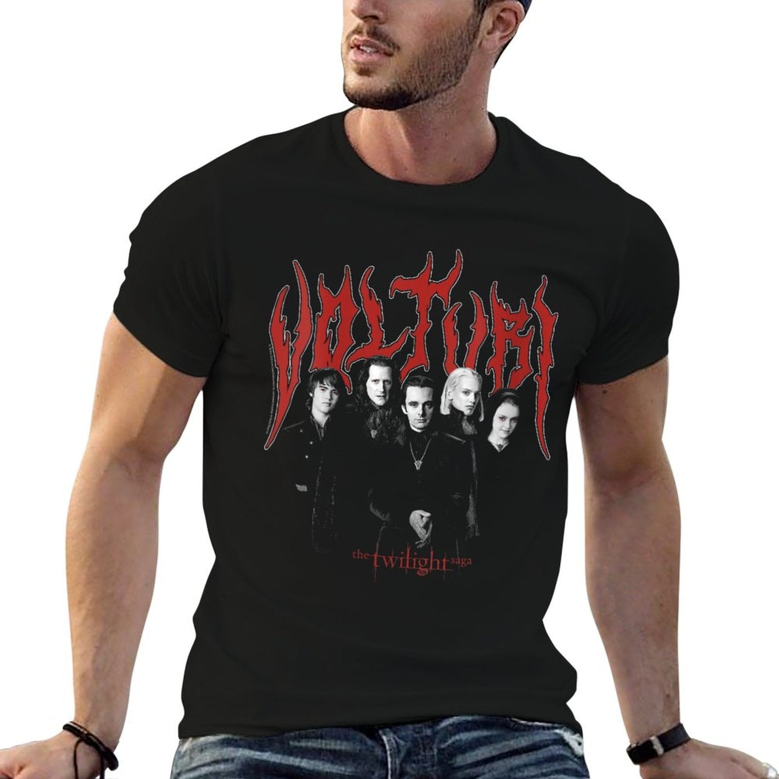 Womens Twilight Saga Heavy Metal Volturi Group Photo Movie  High-quality Stitching T-Shirt