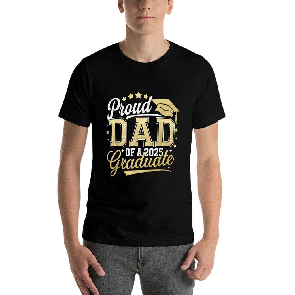 Proud Dad Of A Class Of 2025 Graduate Senior 25 Graduation  Ribbed Collar T-Shirt