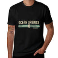 Ocean Springs MS  Mississippi  Travel  80s Style  Ribbed Collar T-Shirt