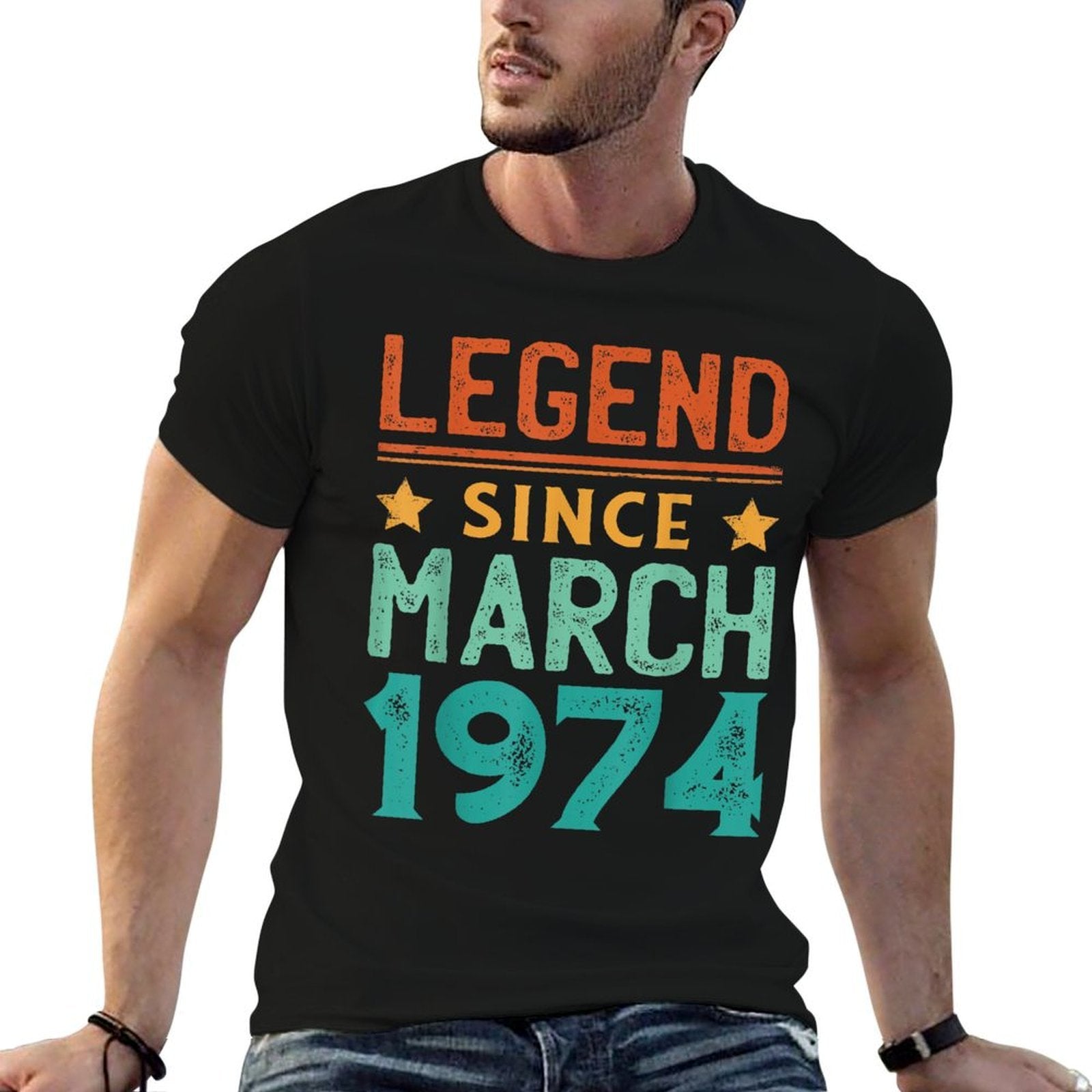 50 Years Old Legend Since March 1974 50th Birthday  Summer-ready Fabric T-Shirt