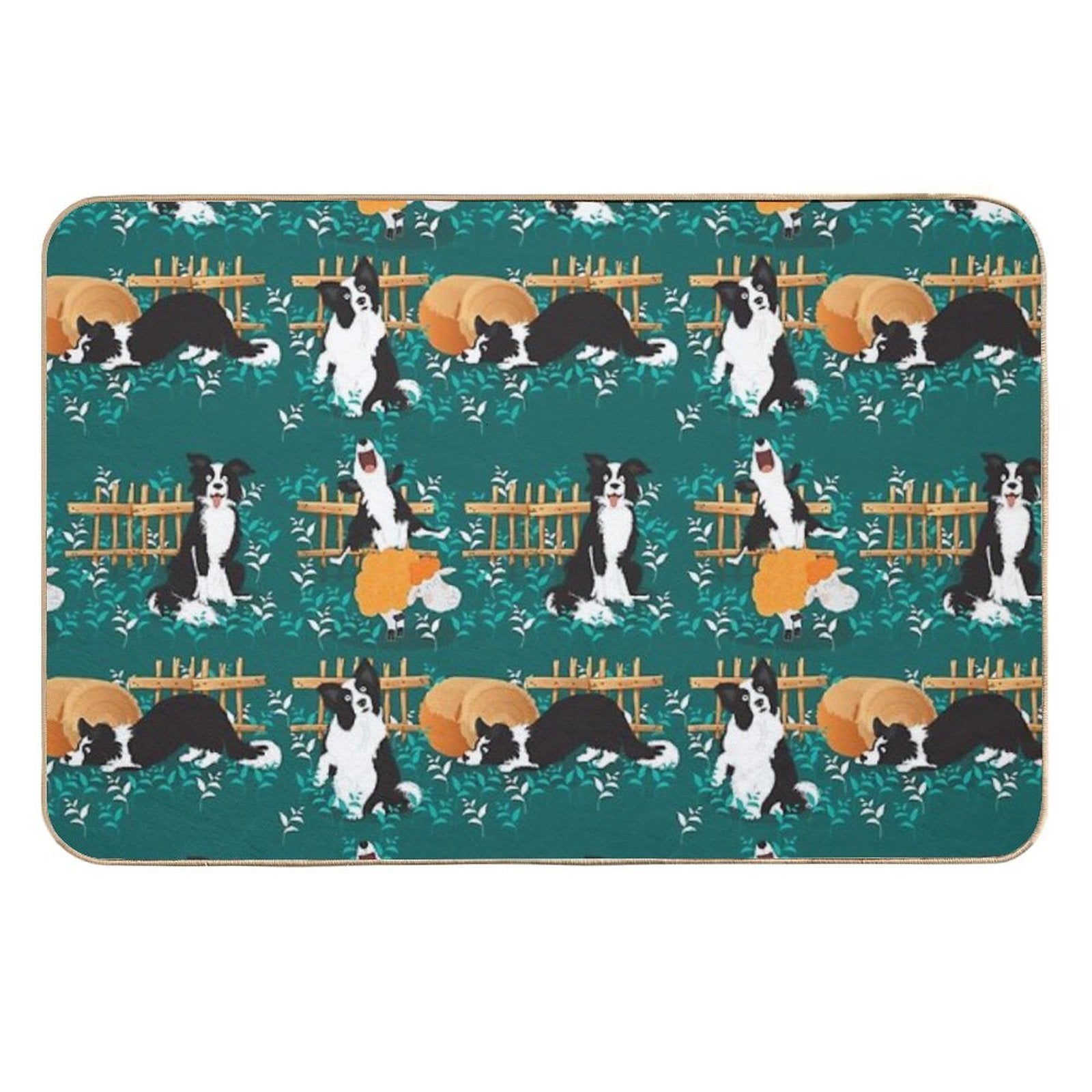 Border Collie Playing with Sheep  Repositionable Bath Mat