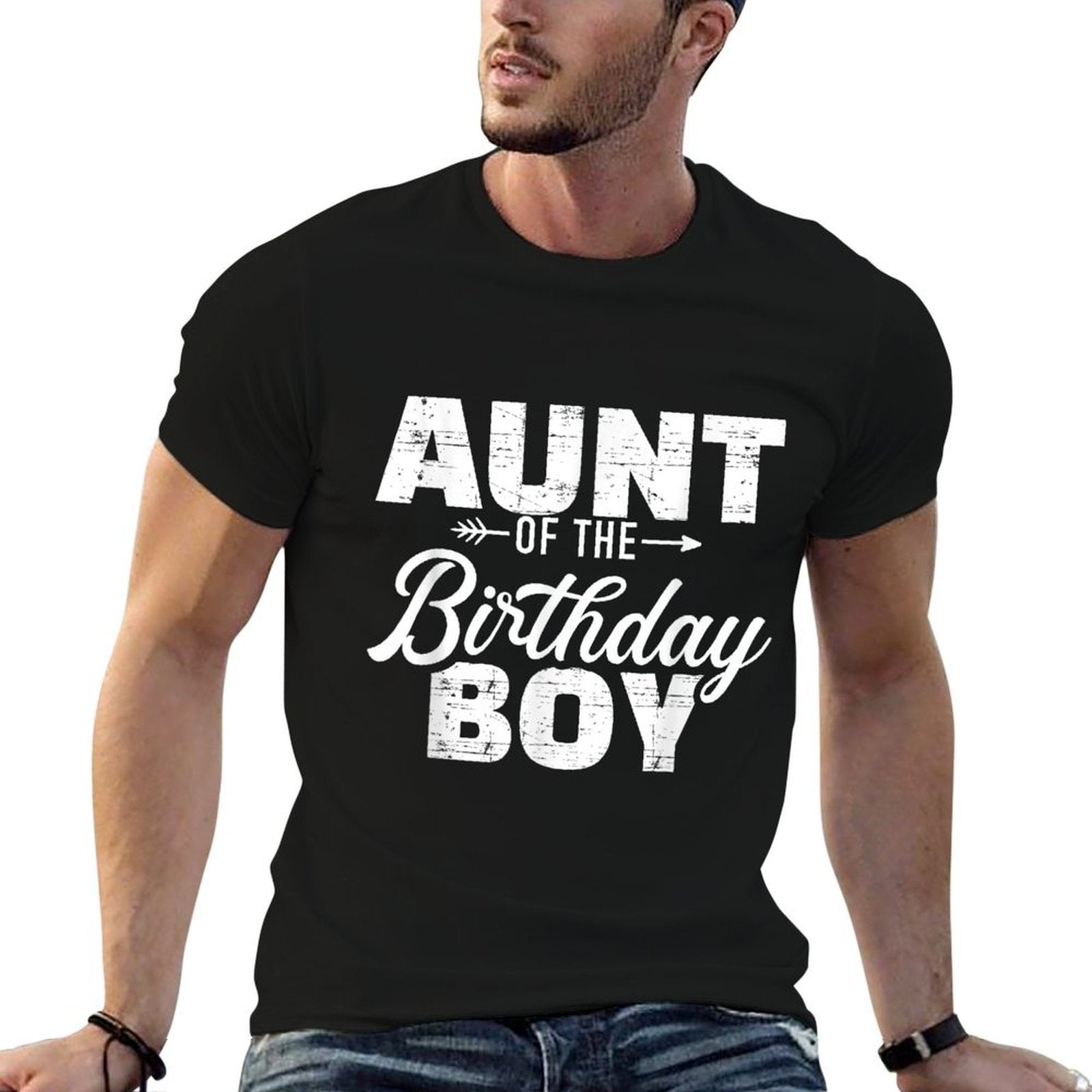 Aunt of The Birthday Boy Son Matching Family  Polyester Blend T-Shirt