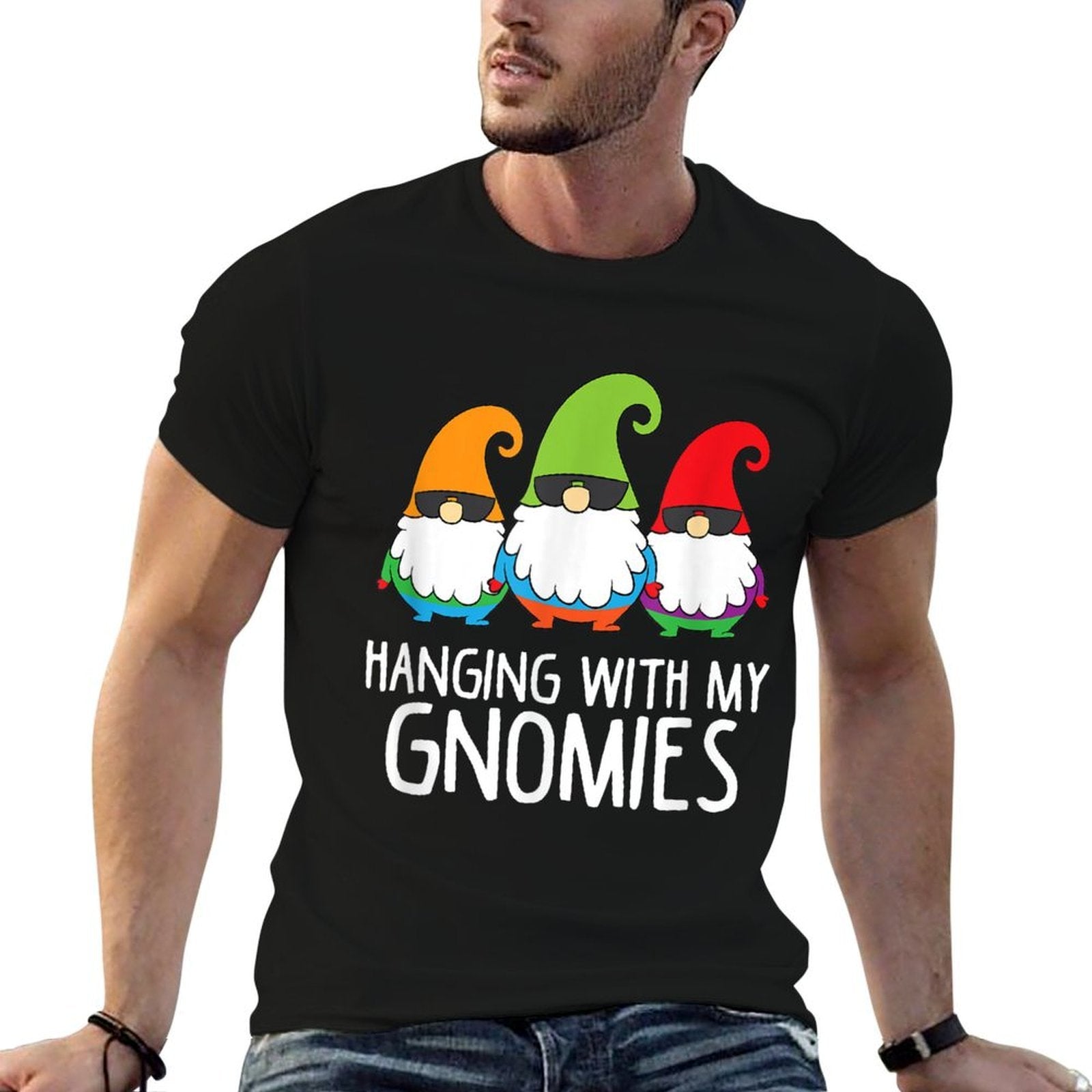 Hanging With My Gnomies Funny Garden Gnome  Slim-fit Cut T-Shirt