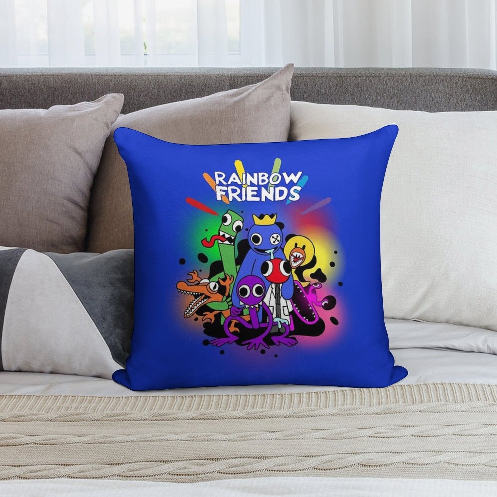 Rainbow Friends Hug It Out Colors Soft Bedroom Essential Throw Pillow
