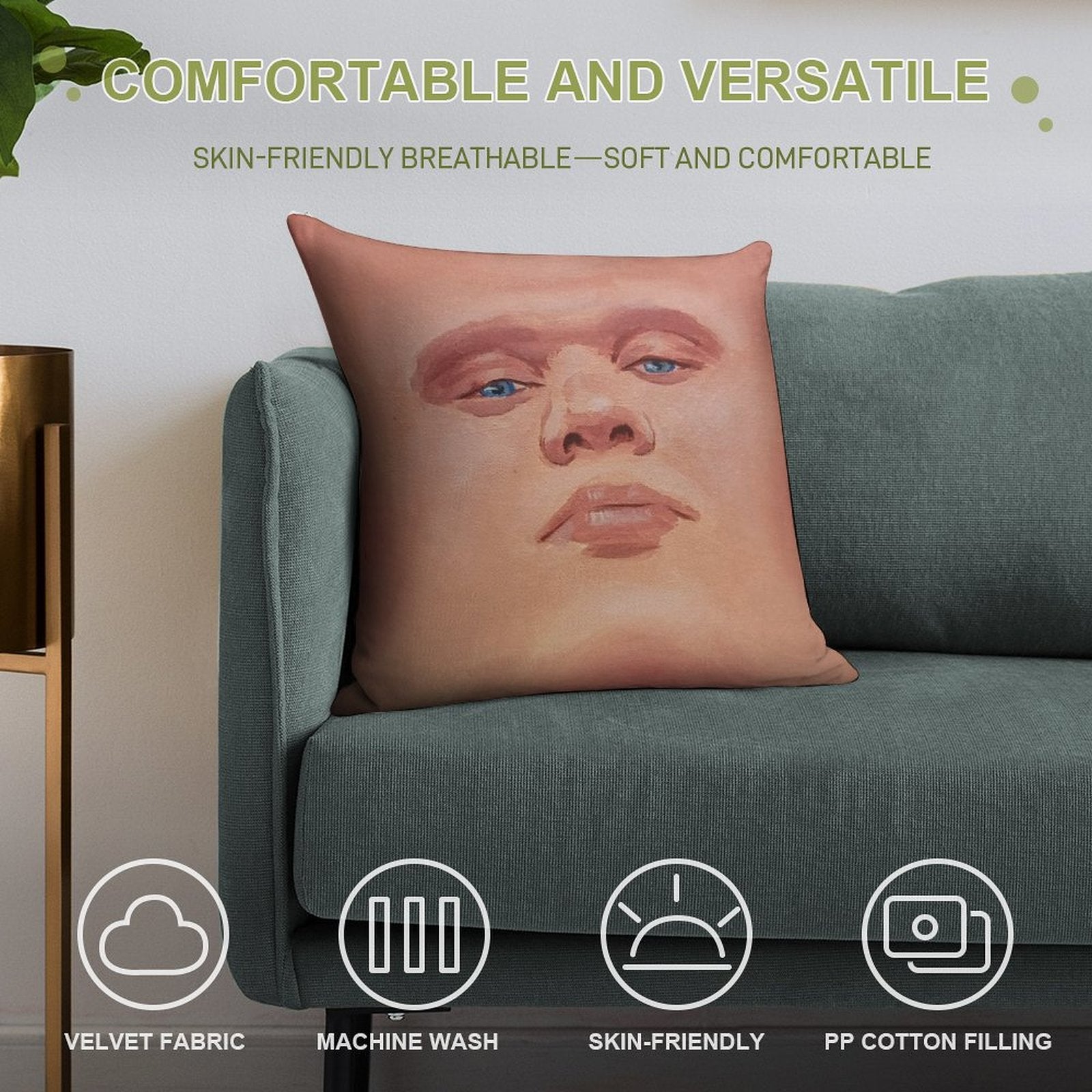 Smug Erling Haaland Face Soft Durable Construction Throw Pillow