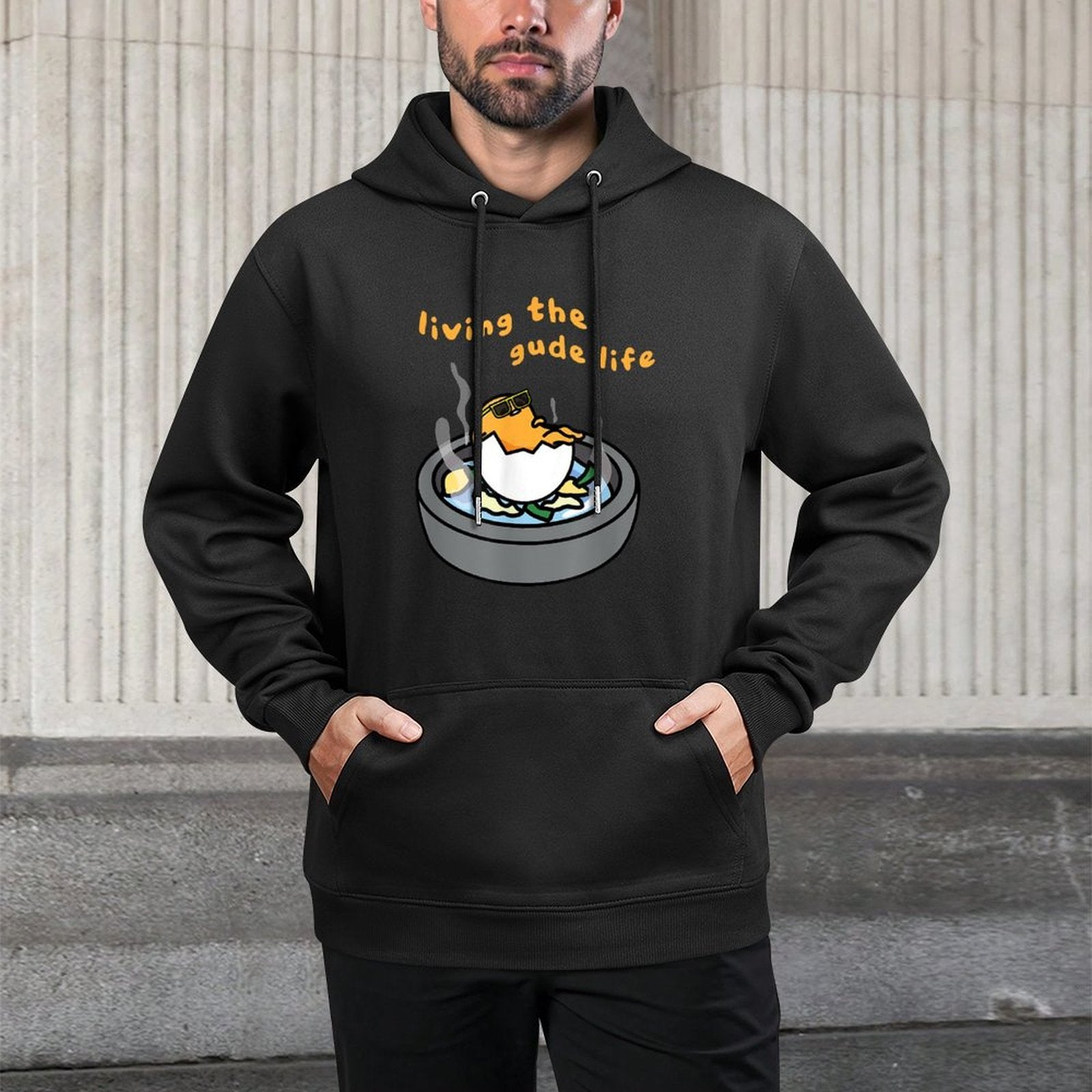 Living The Gude Life Ramen Featuring Gudetama Medium-Weight Fabric Hoodie