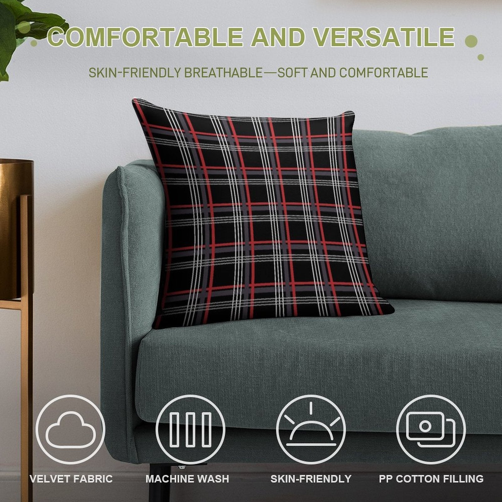 GTi Tartan Soft Bedroom Essential Throw Pillow