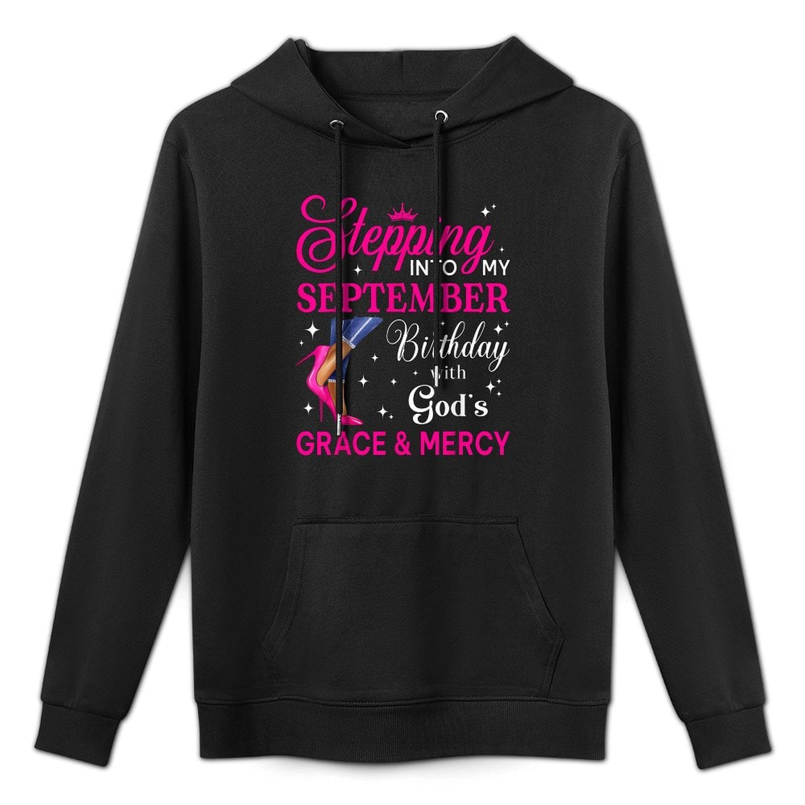 Stepping Into My September Women Girls High Heels Birthday Medium-Weight Fabric Hoodie