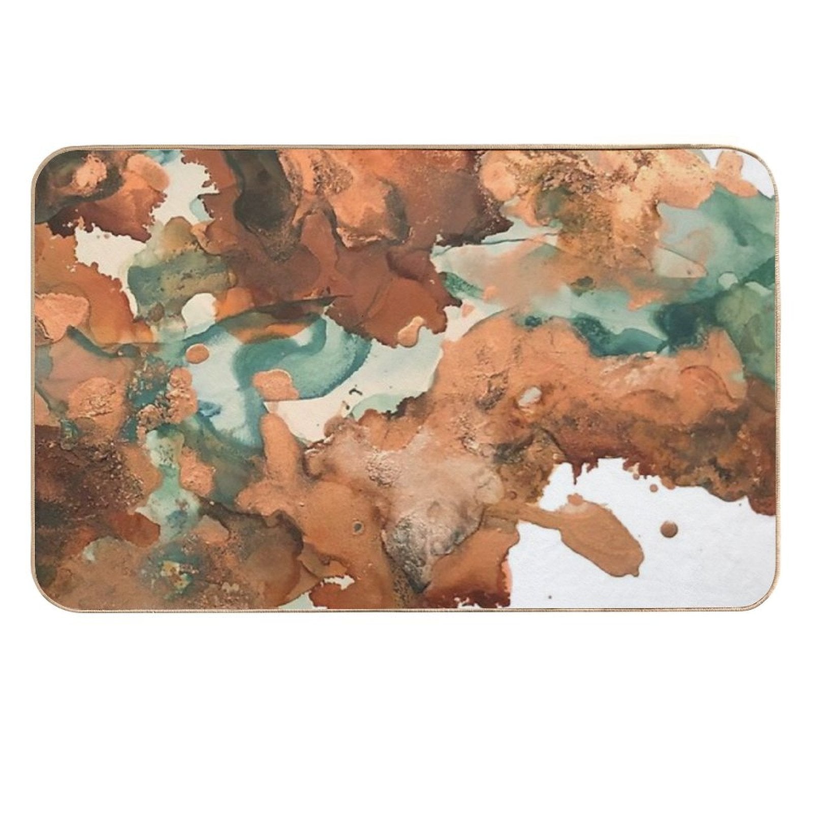 Autumn Turning - Copper And Mint Abstract  Pet-Safe Bath Mat