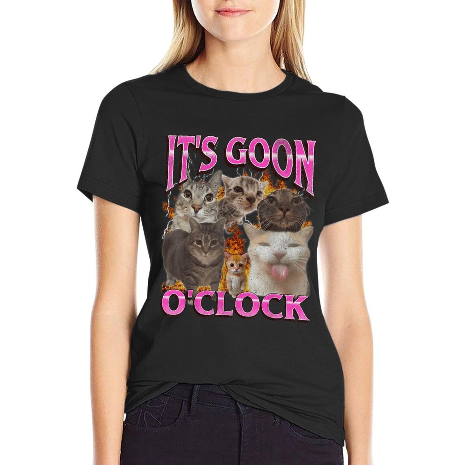 Gooning Oclock Funny Cat Meme Bootleg Graphic for Men Women  Tagless Design T-Shirt
