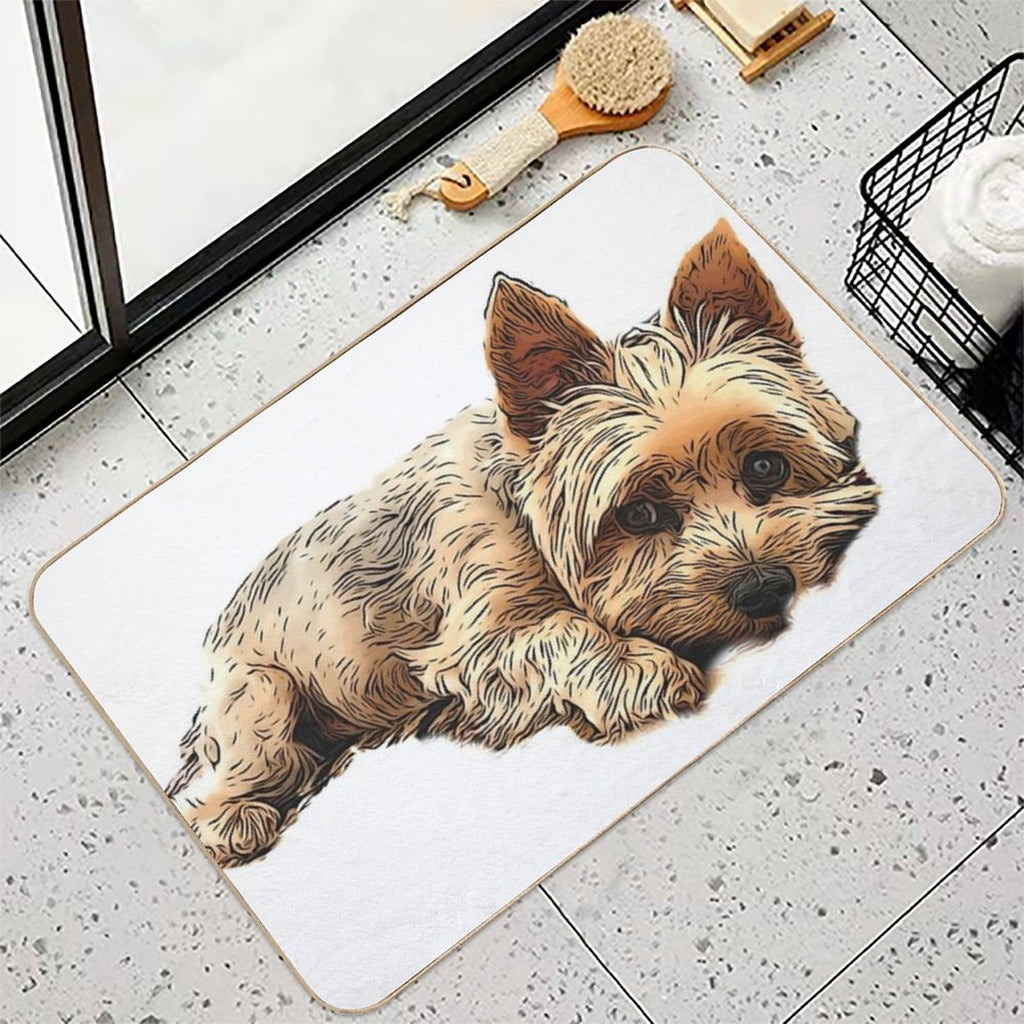 Yorkie Dog Laying Down  Long-Lasting Bath Mat