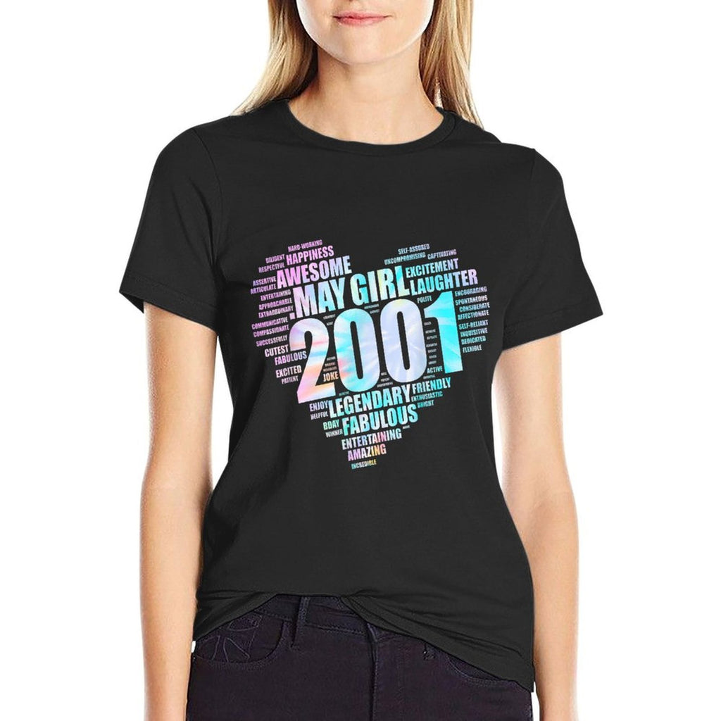 MAY GIRL 2001 Awesome Fabulous Big Heart 21st Birthday  Wrinkle-resistant T-Shirt