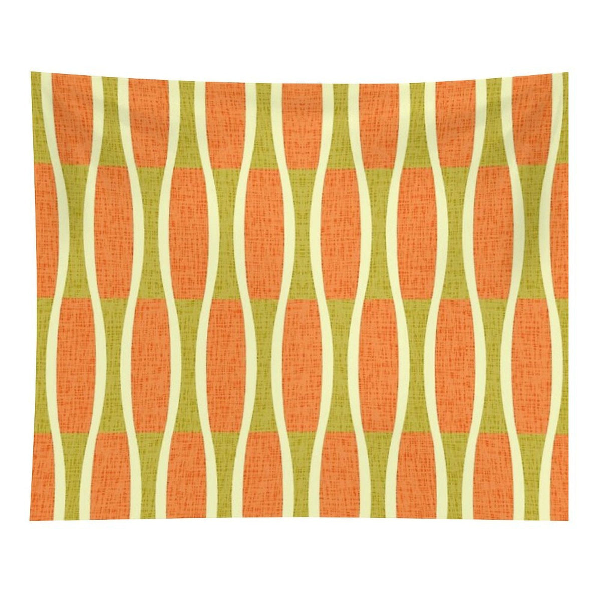 Retro Tiki Pin Stripes 336 Orange Gold And Beige Tapestry
